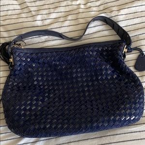 Navy Blue Weave Shoulder Bag